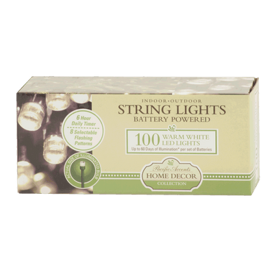 100 LED Battery Operated String Lights | Warm White